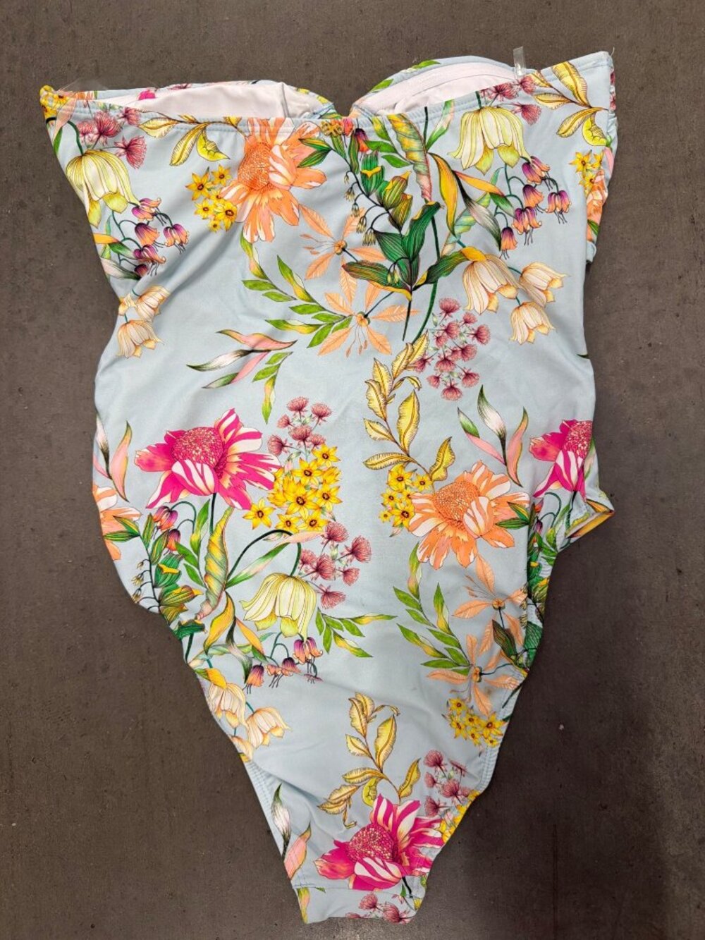PQ Swim Floret Strapless Ring One Piece Blue Pink Womens Size Large - Picture 8 of 9